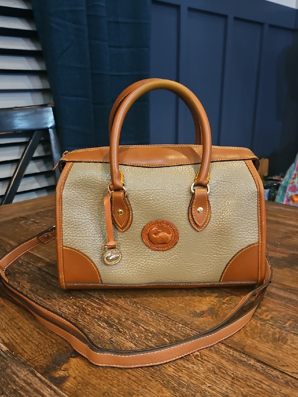 Dooney & Bourke Tan and Cream Pebbled Leather Satchel - Picture 16 of 16